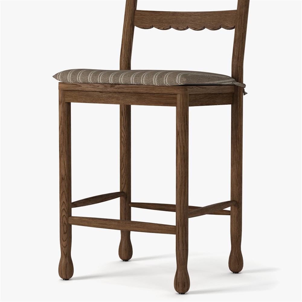 Declan Updated Traditional Dark Brown Oak Counter Stool|
