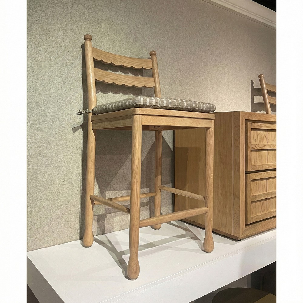 Declan Updated Traditional Light Brown Oak Counter Stool|