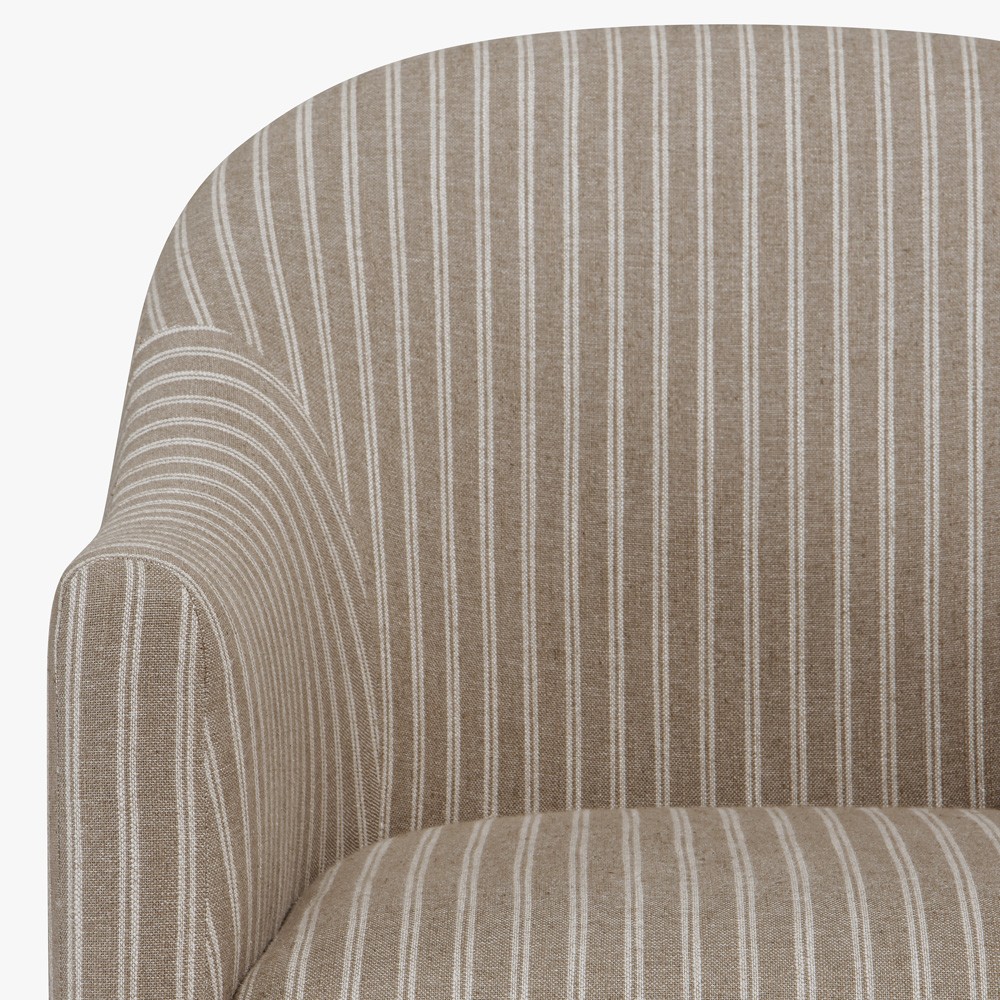Gavin Updated Traditional Light Striped  Brown Wood Barrel Chair|