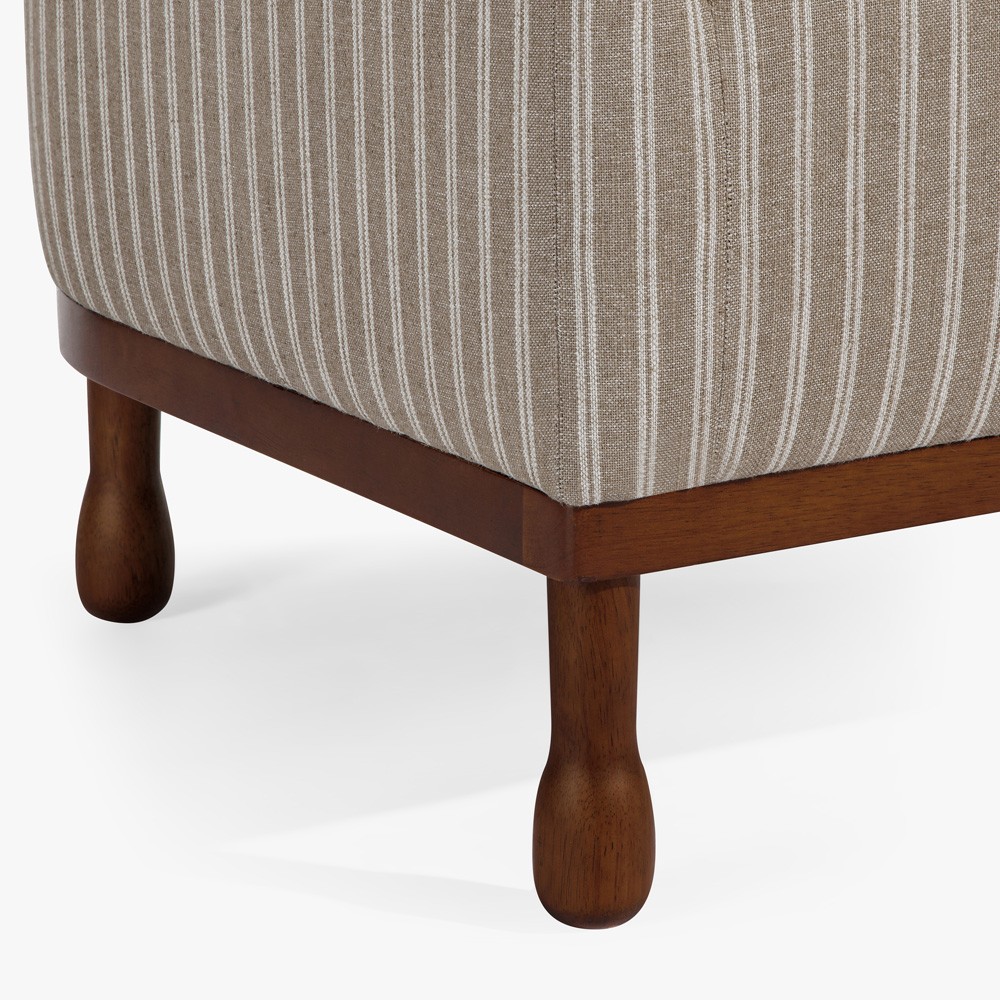 Gavin Updated Traditional Light Striped  Brown Wood Barrel Chair|