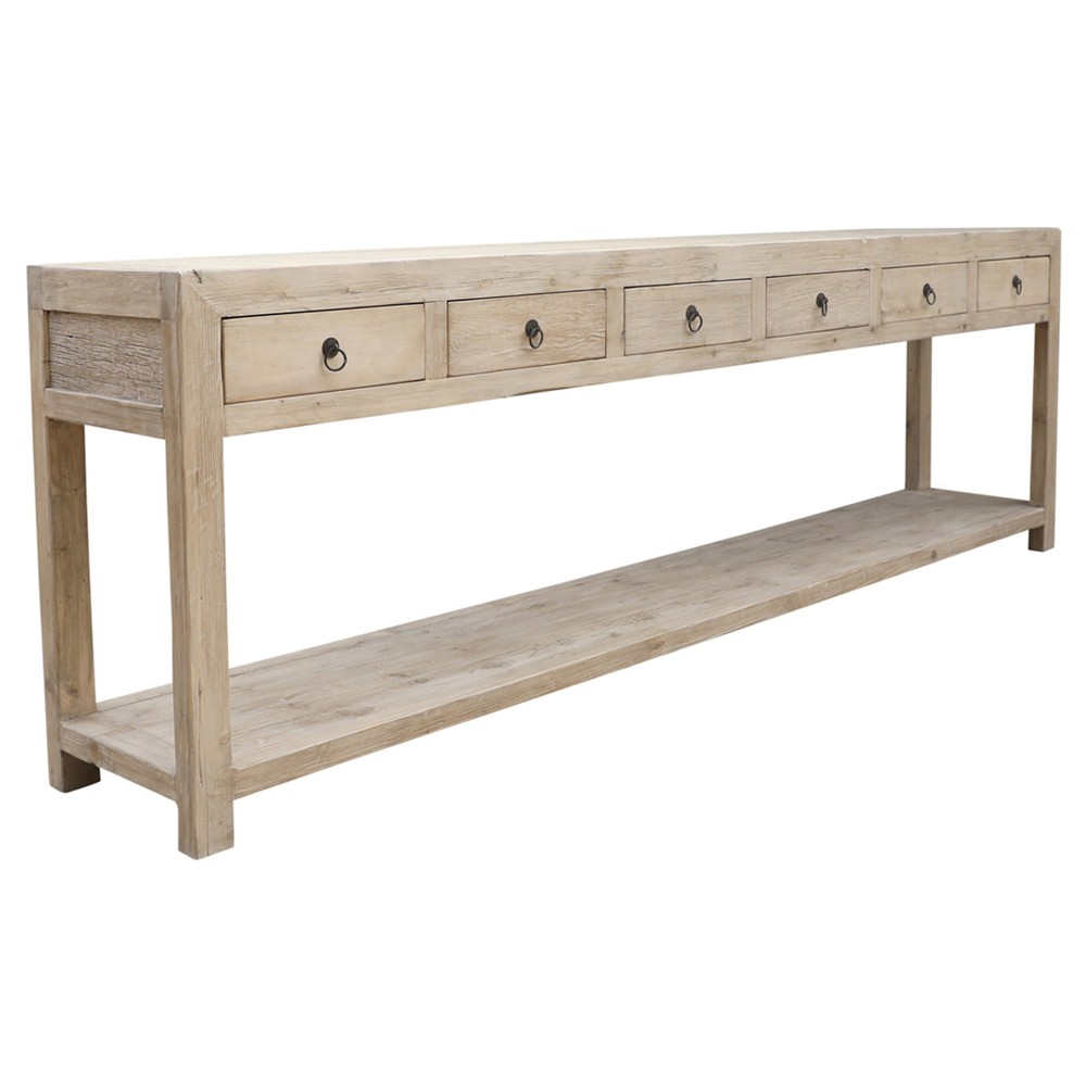 Marcus Coastal Beach Weathered Natural Pine Wood Console Table - 110 ...