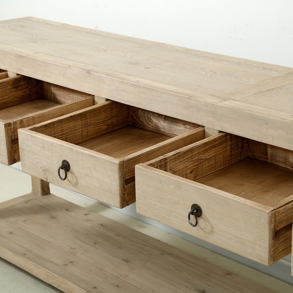 Marcus Coastal Beach Weathered Natural Pine Wood Console Table - 110 ...
