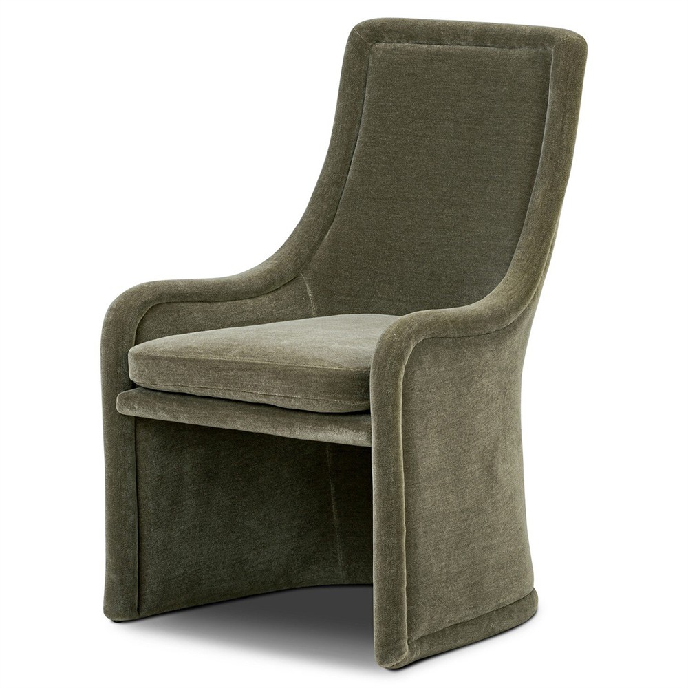 Heather Modern Classic Olive Green Velvet Dining Chair|