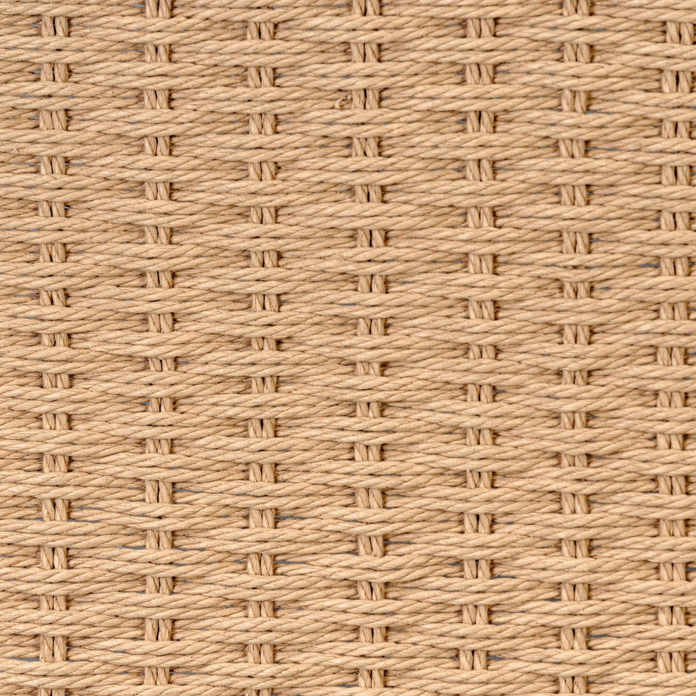 Carmela Coastal Beach Brown Oak Woven Rush Glass Square Coffee Table|