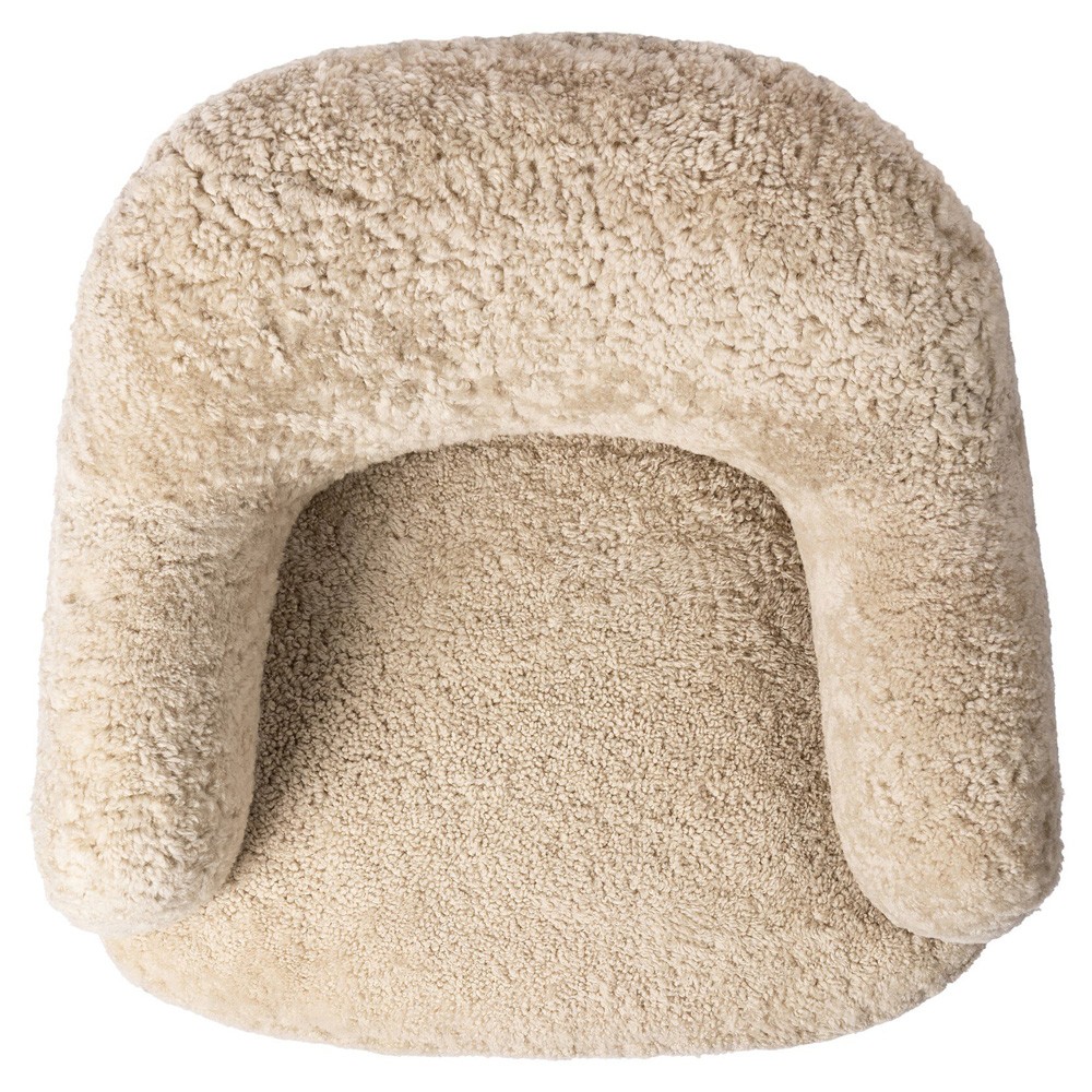 Justine Modern Classic Beige Shearling Swivel Barrel Chair|