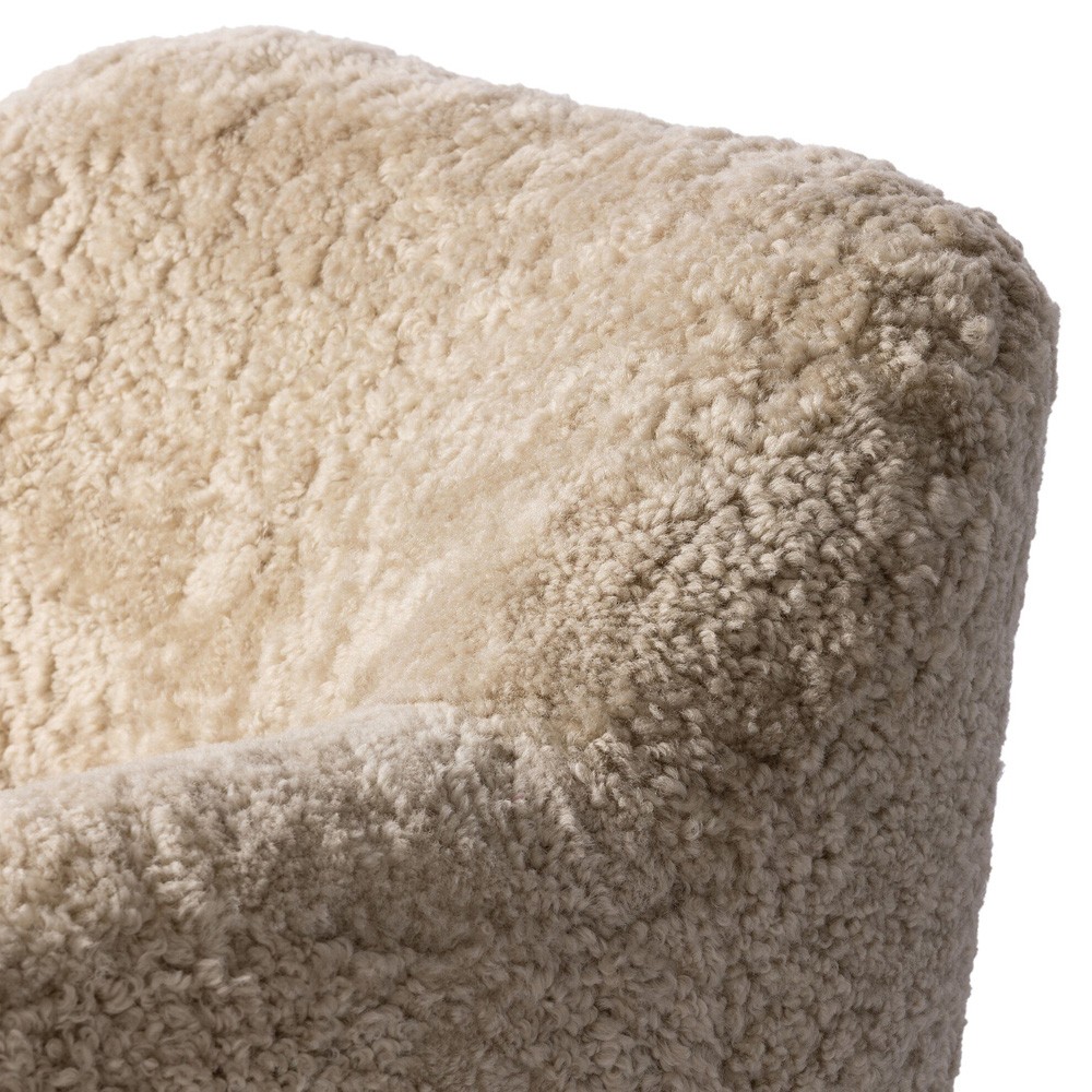 Justine Modern Classic Beige Shearling Swivel Barrel Chair|