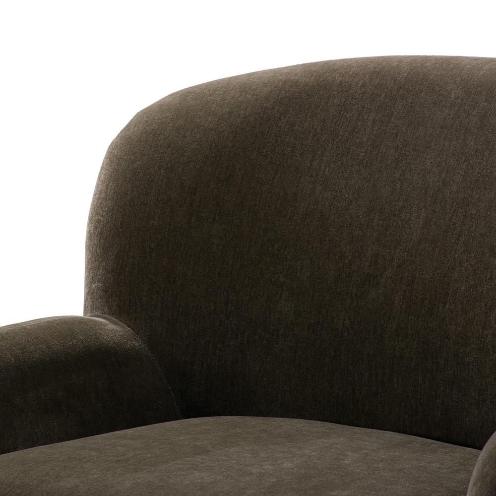 Kaden Modern Classic Olive Green Velvet Brown Wood Wingback Arm Chair|