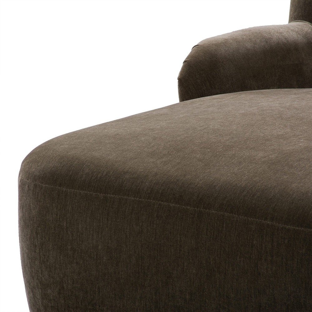 Kaden Modern Classic Olive Green Velvet Brown Wood Chaise Lounge|