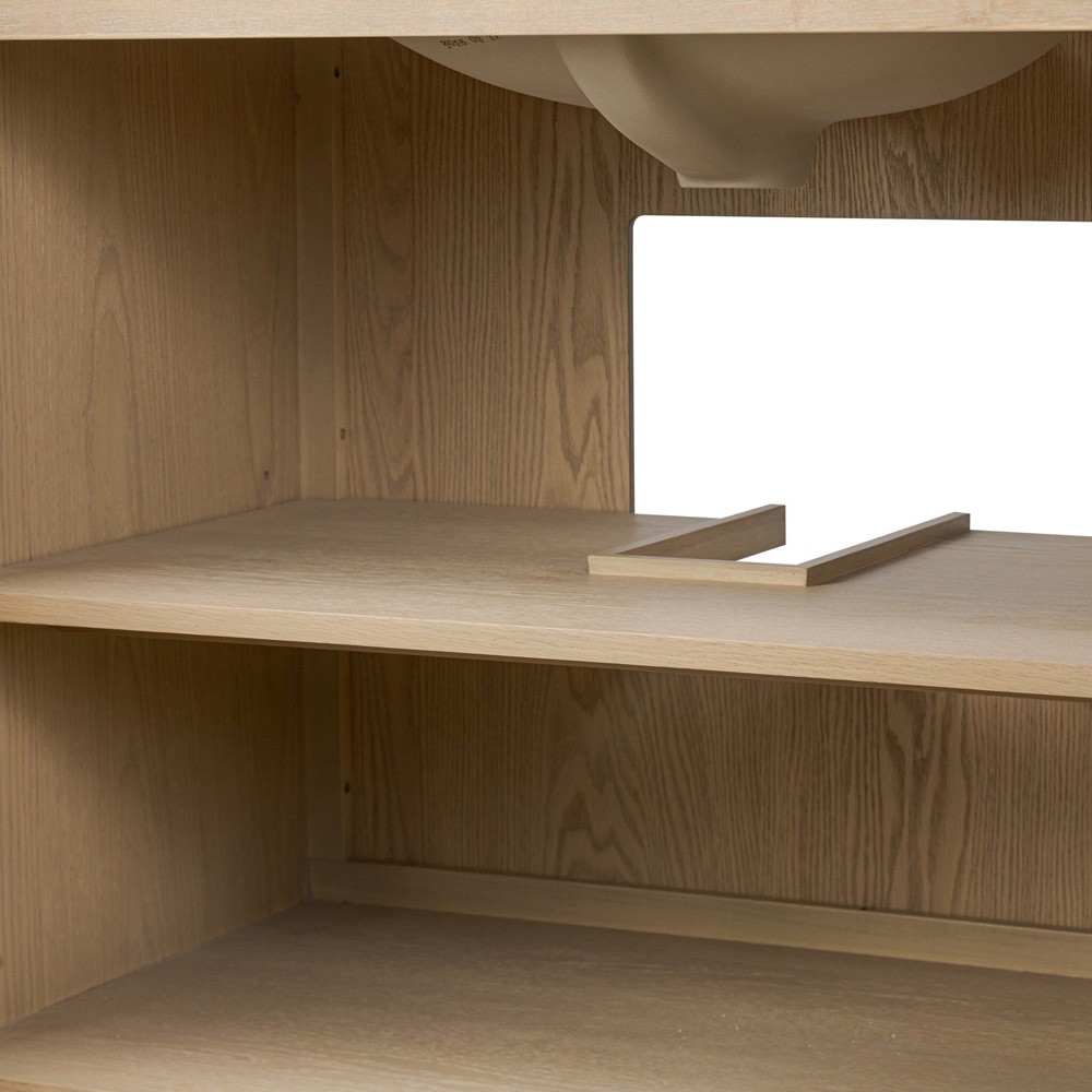 Cynthia Modern Classic Carrara Marble Bleached Oak Vanity Sink - 36"|