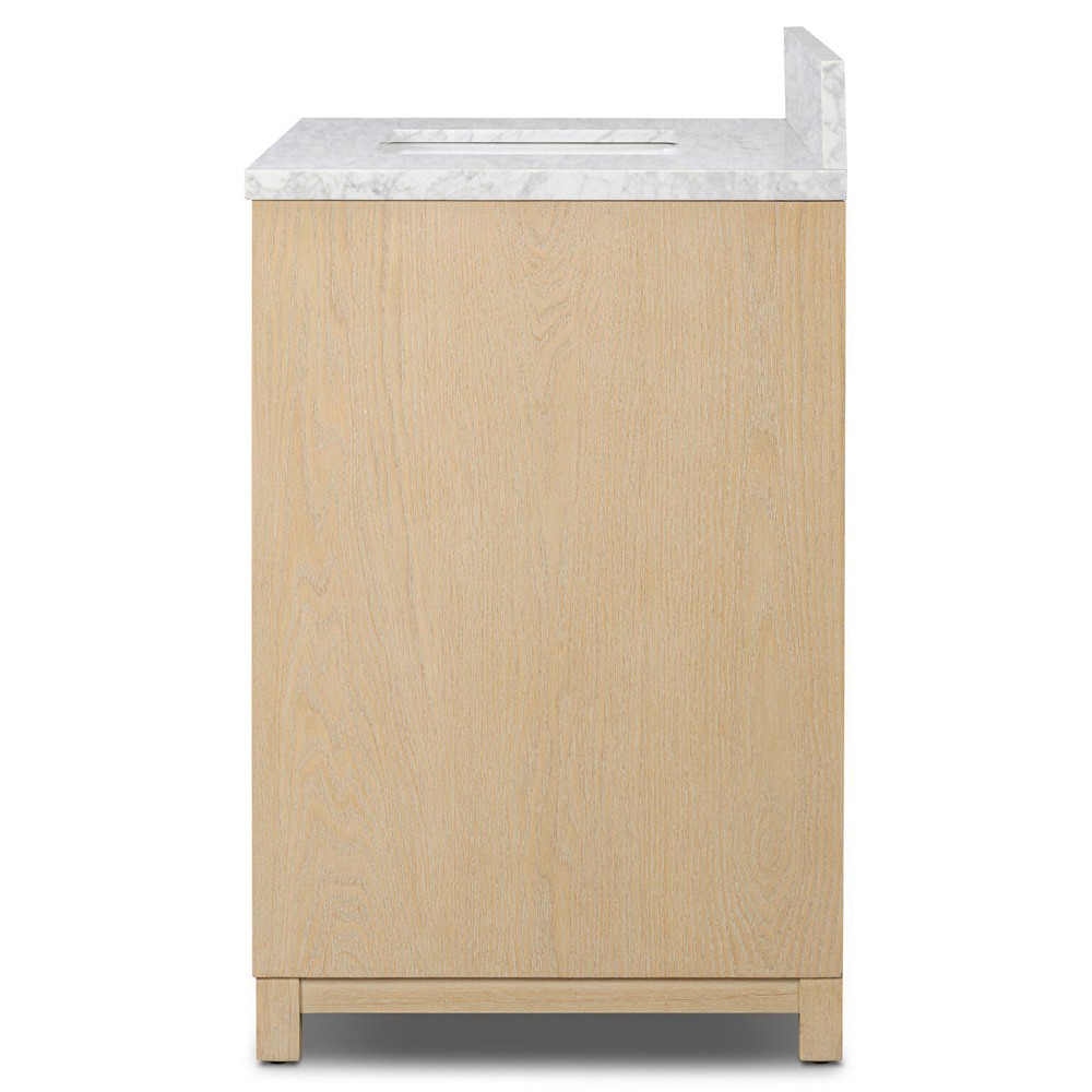 Cynthia Modern Classic Carrara Marble Bleached Oak Vanity Sink - 36"|