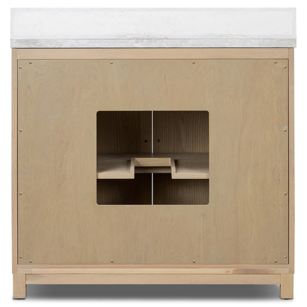 Cynthia Modern Classic Carrara Marble Bleached Oak Vanity Sink - 36"|