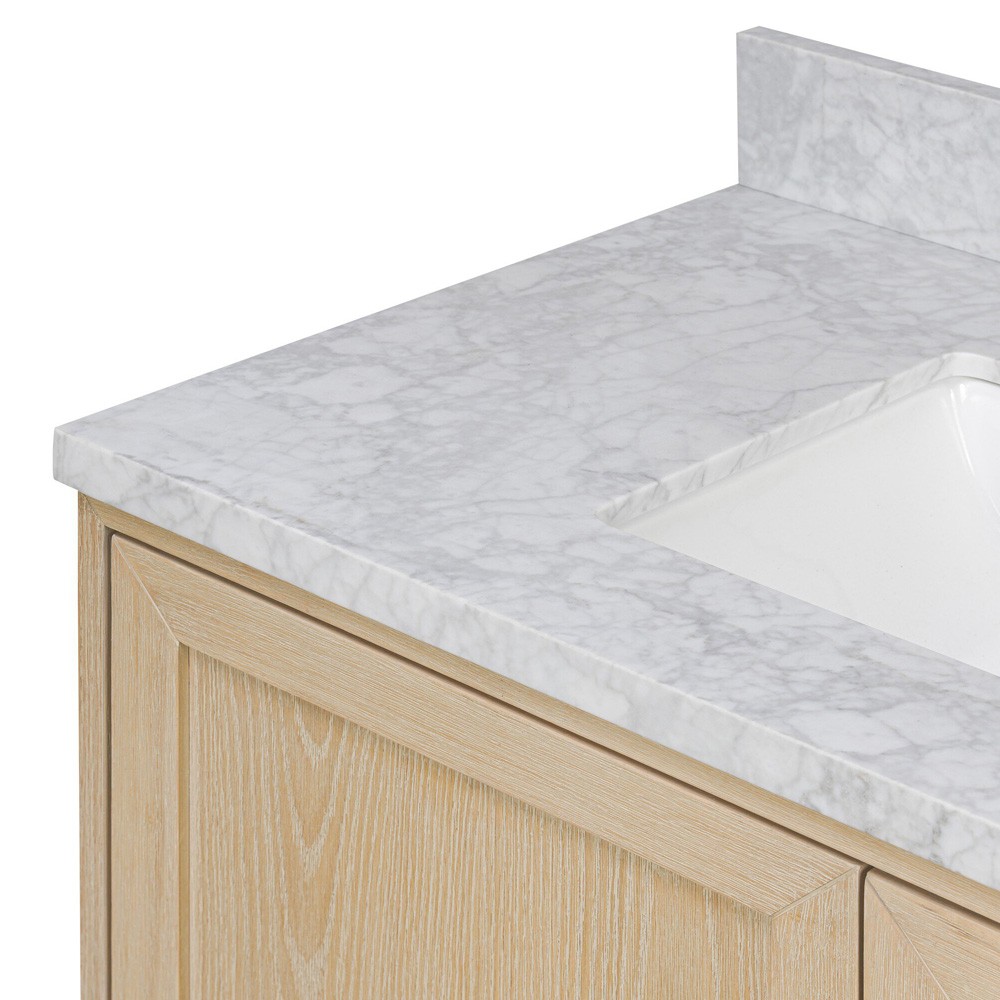 Cynthia Modern Classic Carrara Marble Bleached Oak Vanity Sink - 36"|