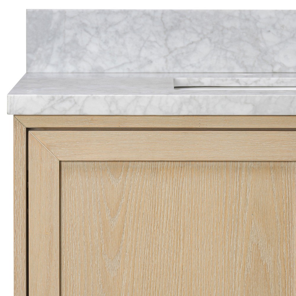 Cynthia Modern Classic Carrara Marble Bleached Oak Vanity Sink - 36"|