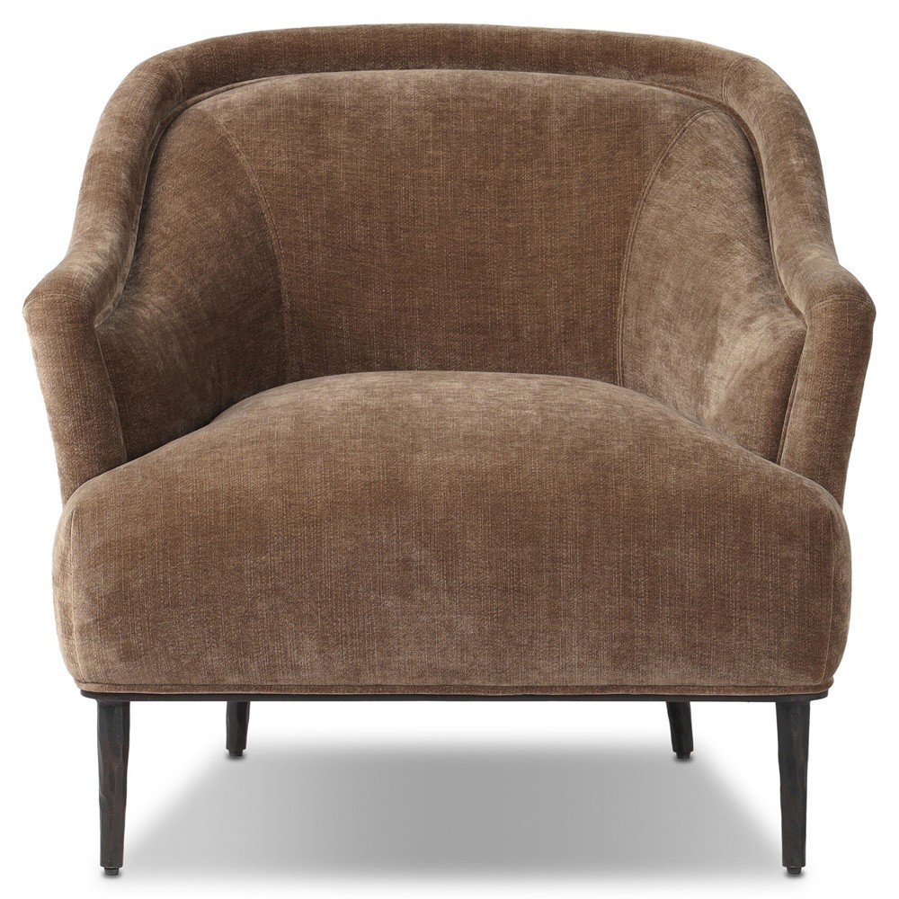 Taylor Modern Classic Brown Velvet Black Iron Arm Chair|