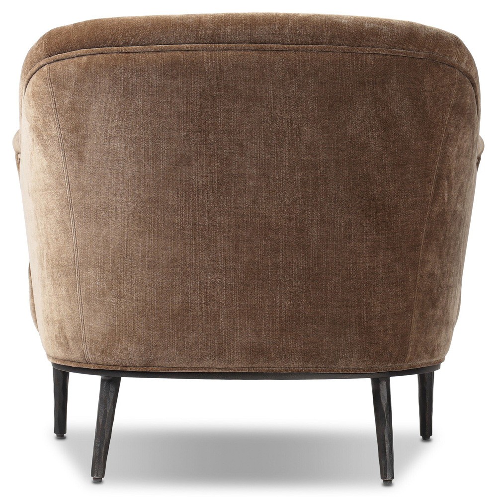 Taylor Modern Classic Brown Velvet Black Iron Arm Chair|