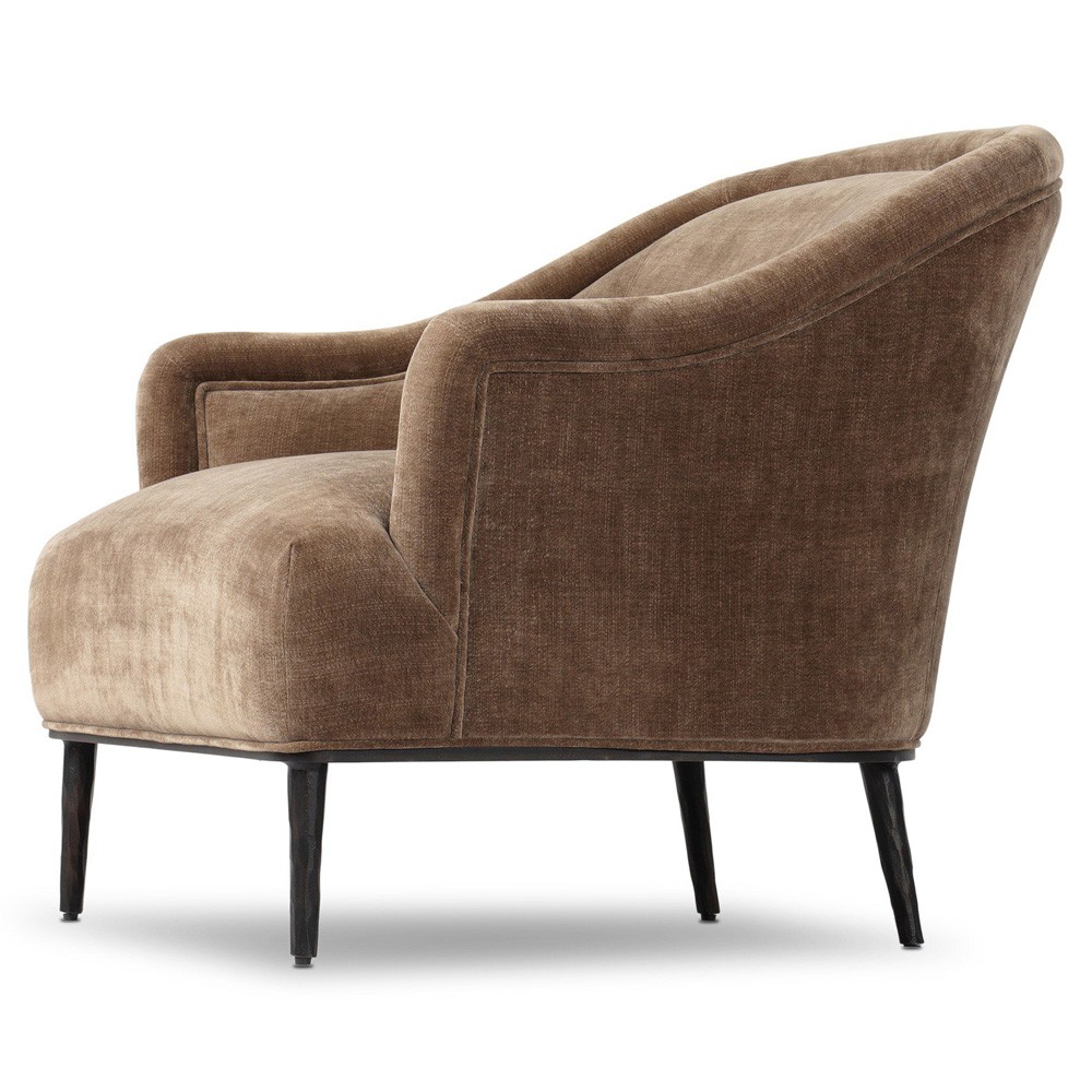 Taylor Modern Classic Brown Velvet Black Iron Arm Chair|