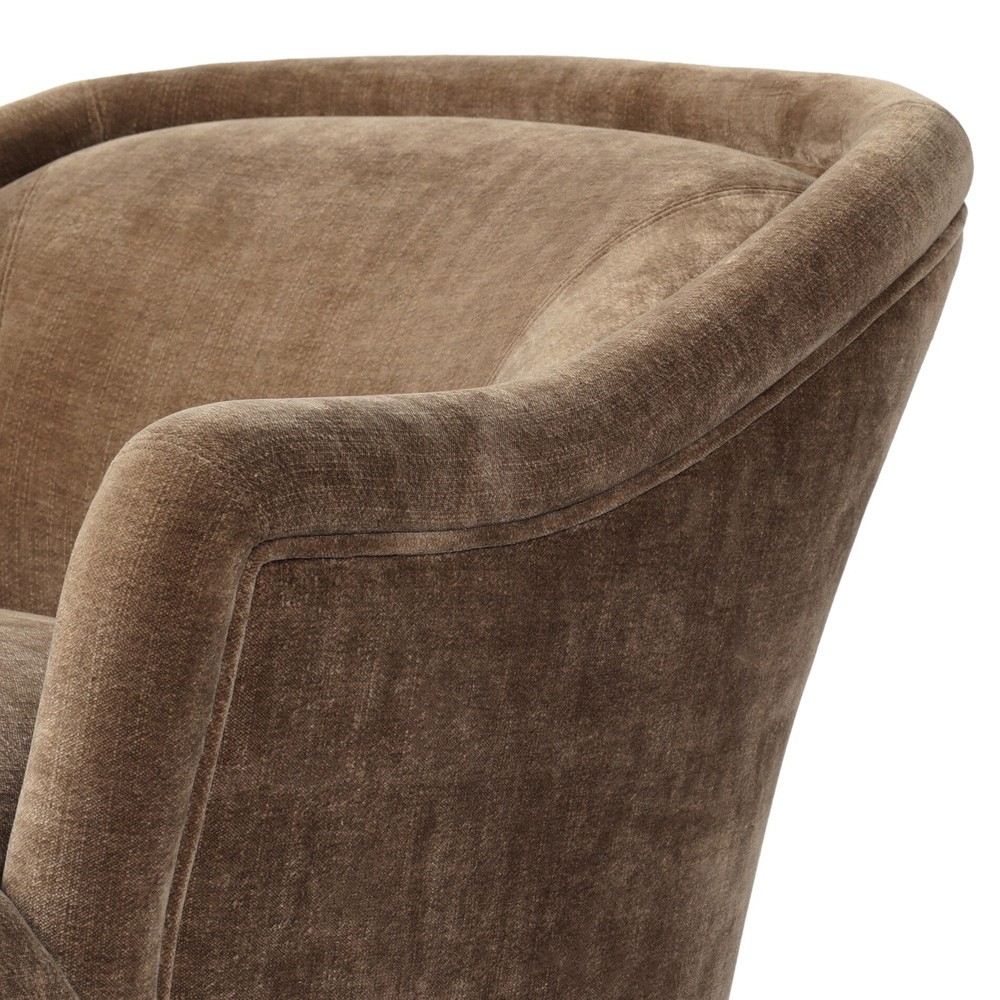 Taylor Modern Classic Brown Velvet Black Iron Arm Chair|