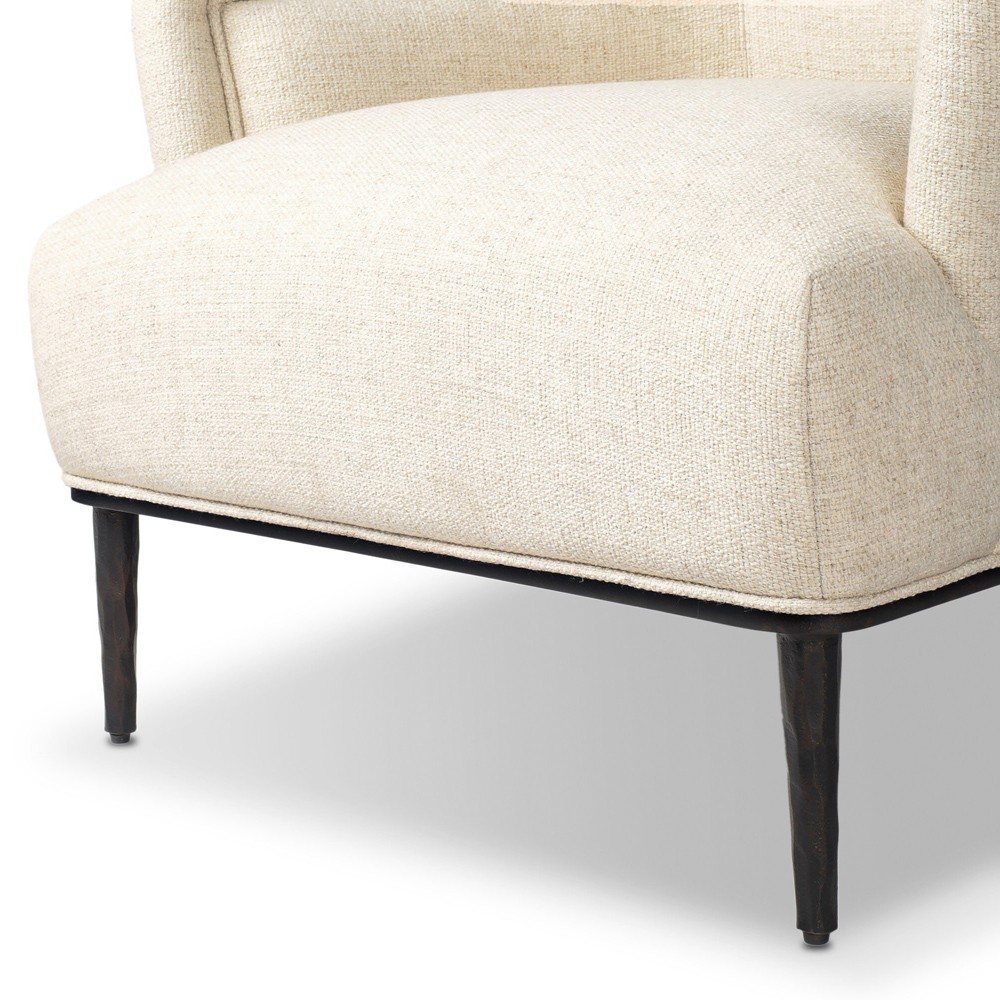 Taylor Modern Classic Cream Performance Black Iron Arm Chair|