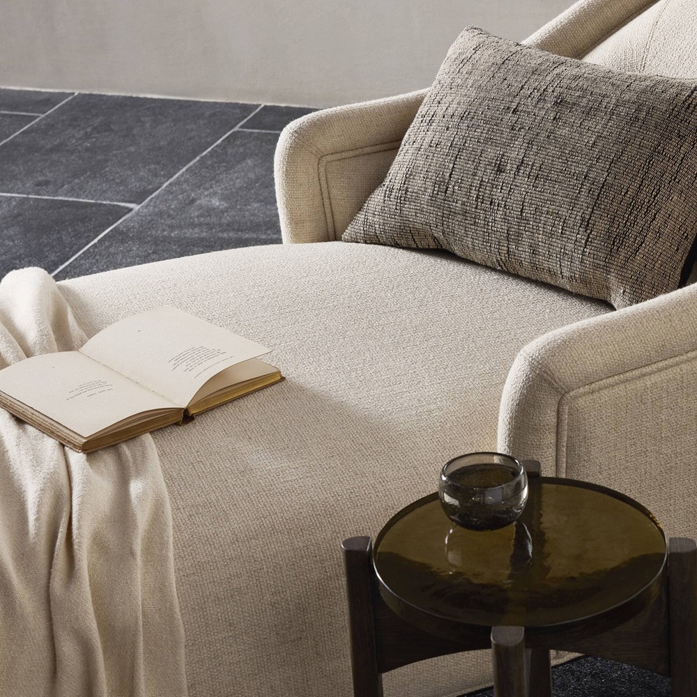 Taylor Modern Classic Cream Performance Black Iron Chaise Lounge|