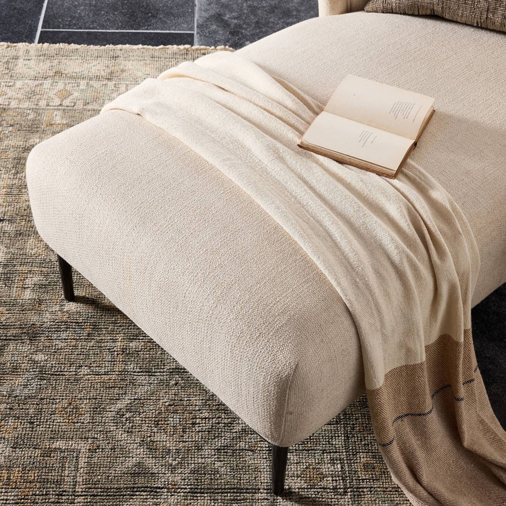 Taylor Modern Classic Cream Performance Black Iron Chaise Lounge|