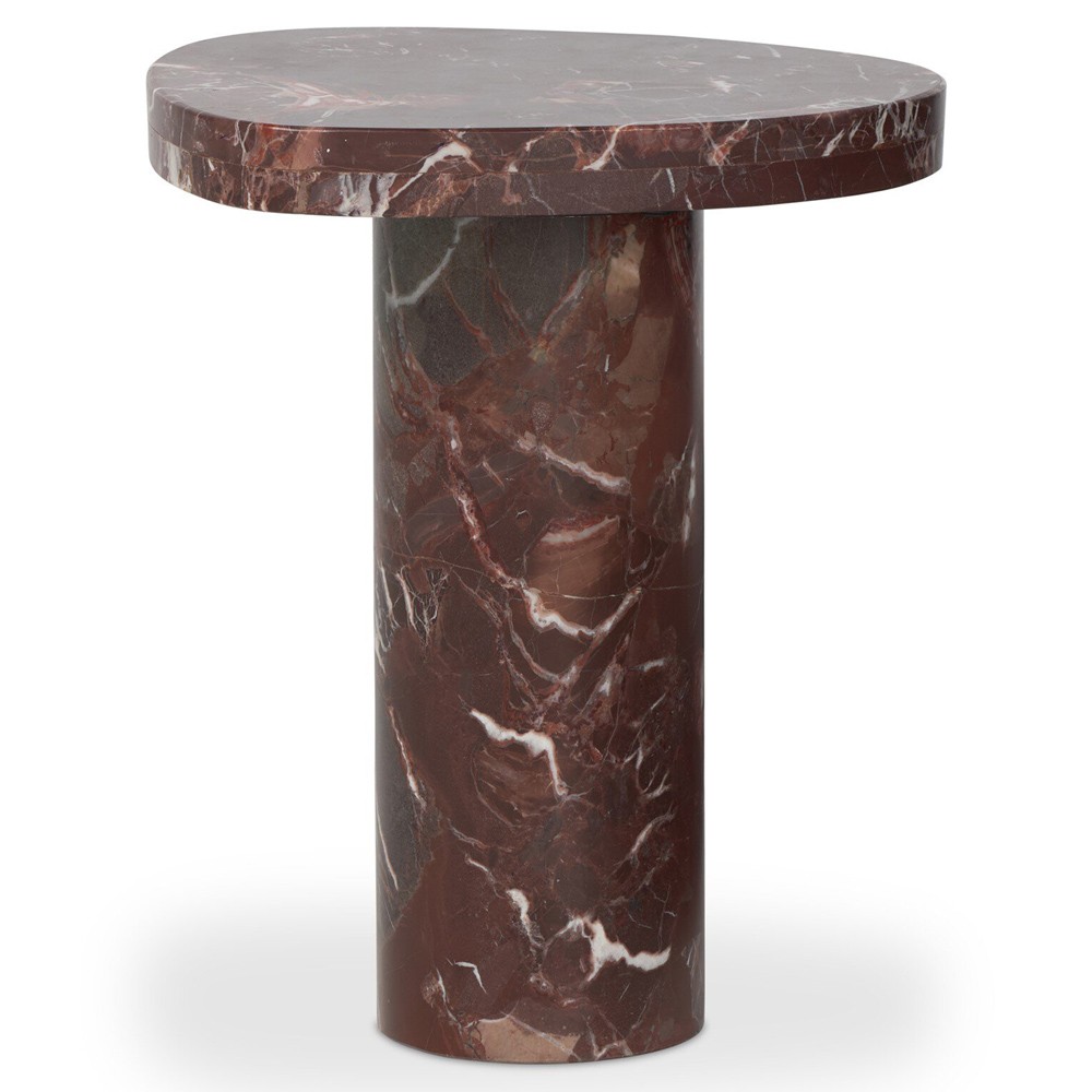 Zayden Modern Classic Merlot Red Marble End Table|