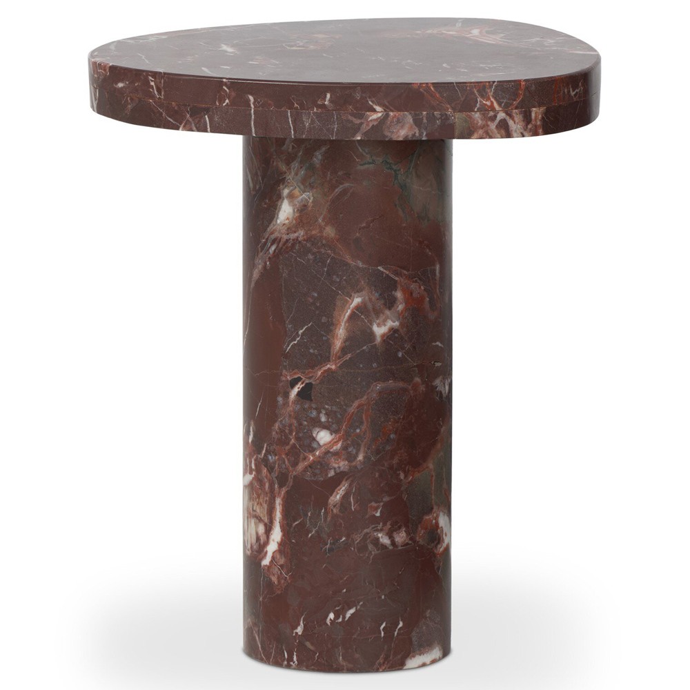 Zayden Modern Classic Merlot Red Marble End Table|