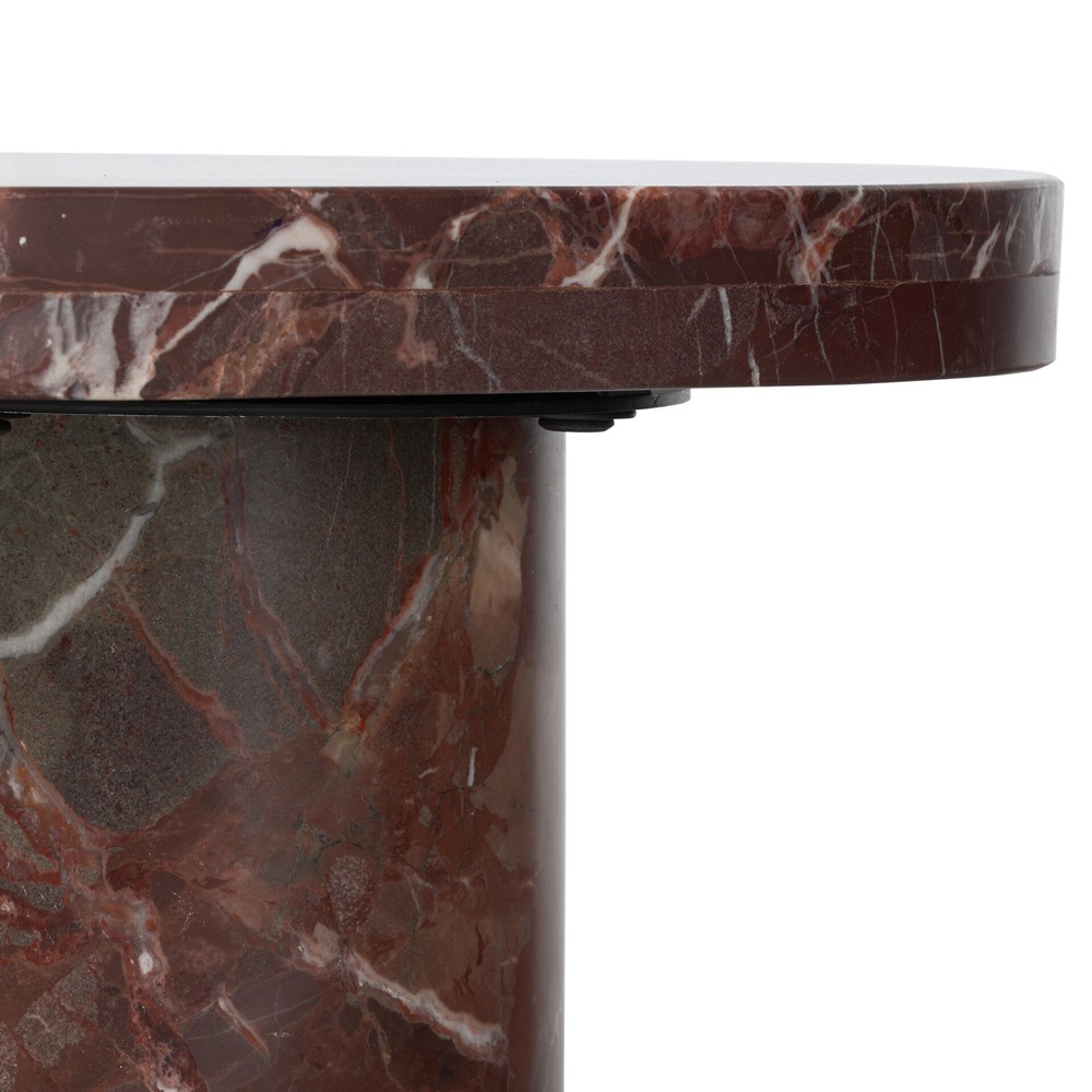 Zayden Modern Classic Merlot Red Marble End Table|