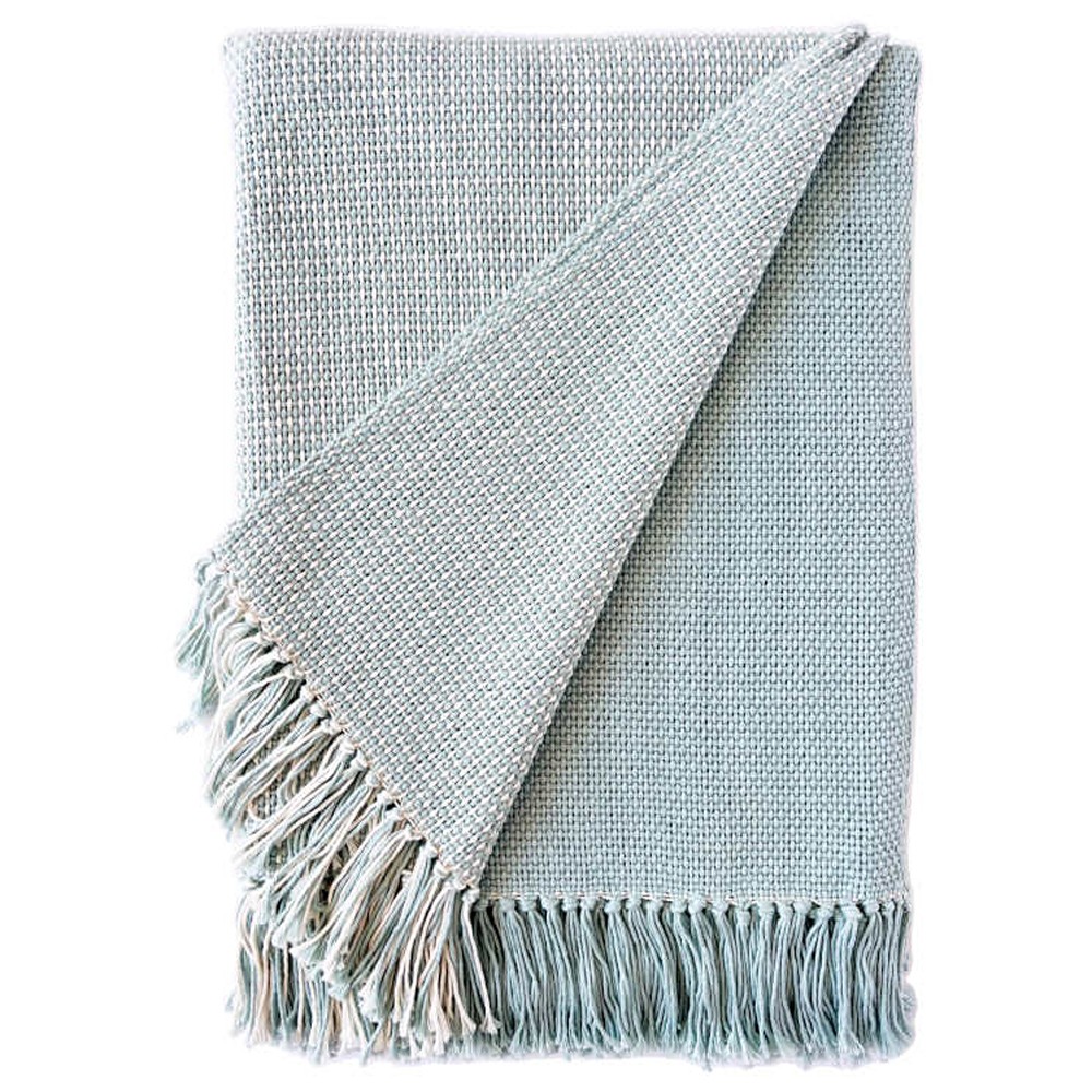 Adelaide Coastal Beach Seafoam Cotton Handwoven Throw Blanket|