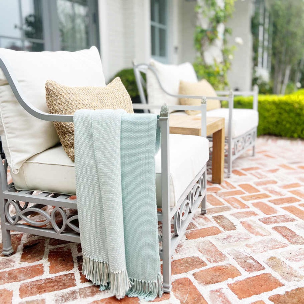 Adelaide Coastal Beach Seafoam Cotton Handwoven Throw Blanket|