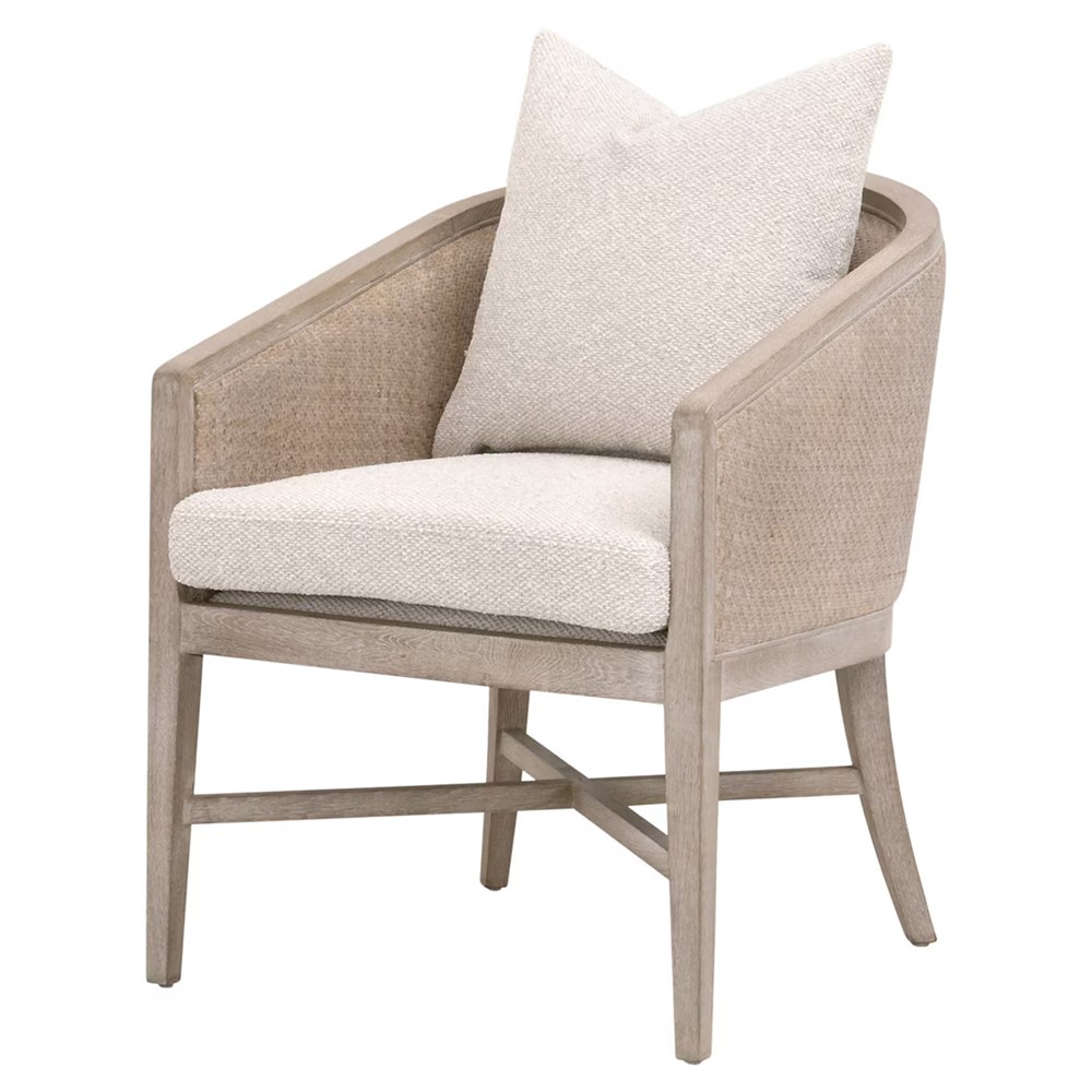 Mason Coastal Beach Cream Performance Grey Oak Dining Arm Chair|