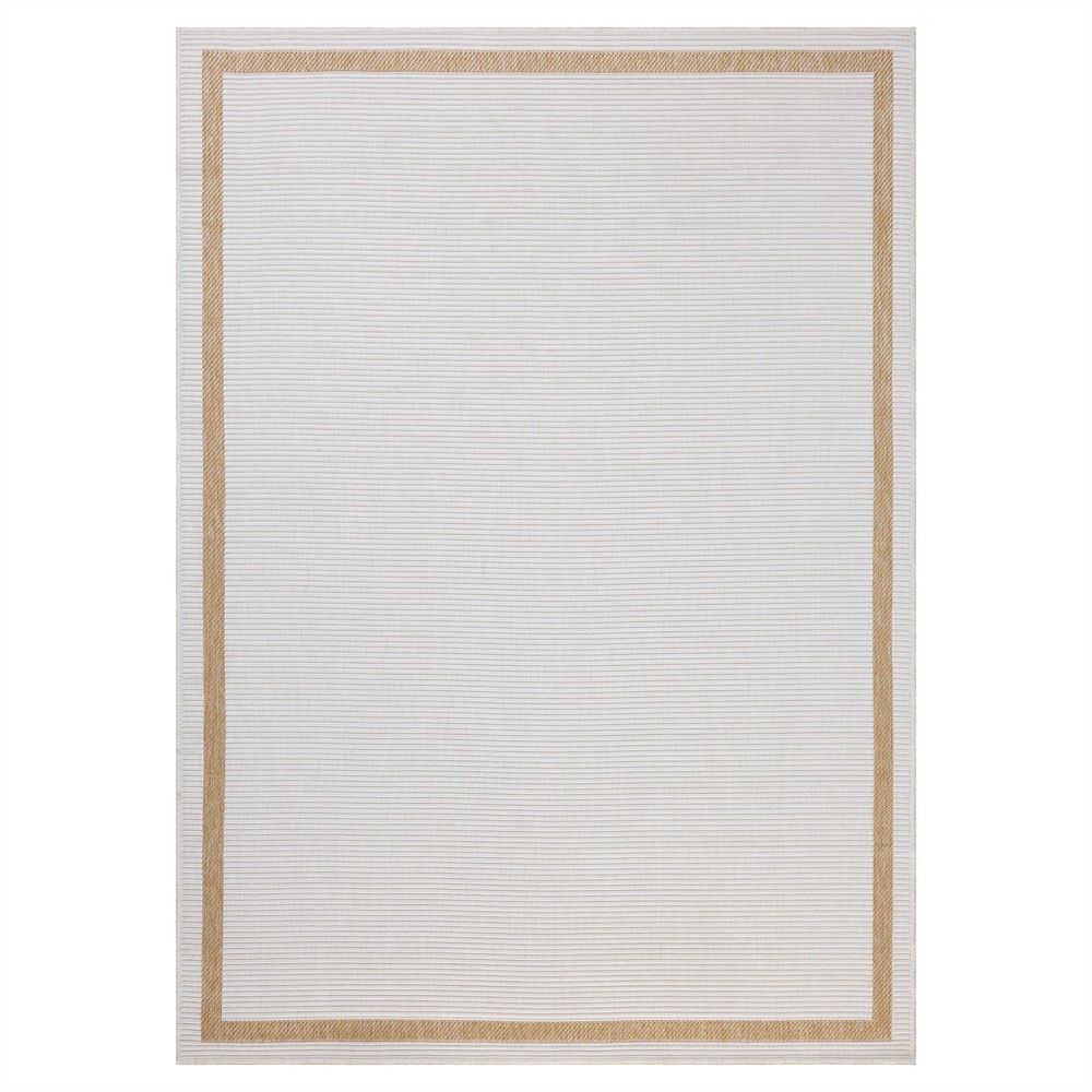Beige Border Rug Esme Coastal Beach Beige Border Indoor Outdoor Rug - 5'3