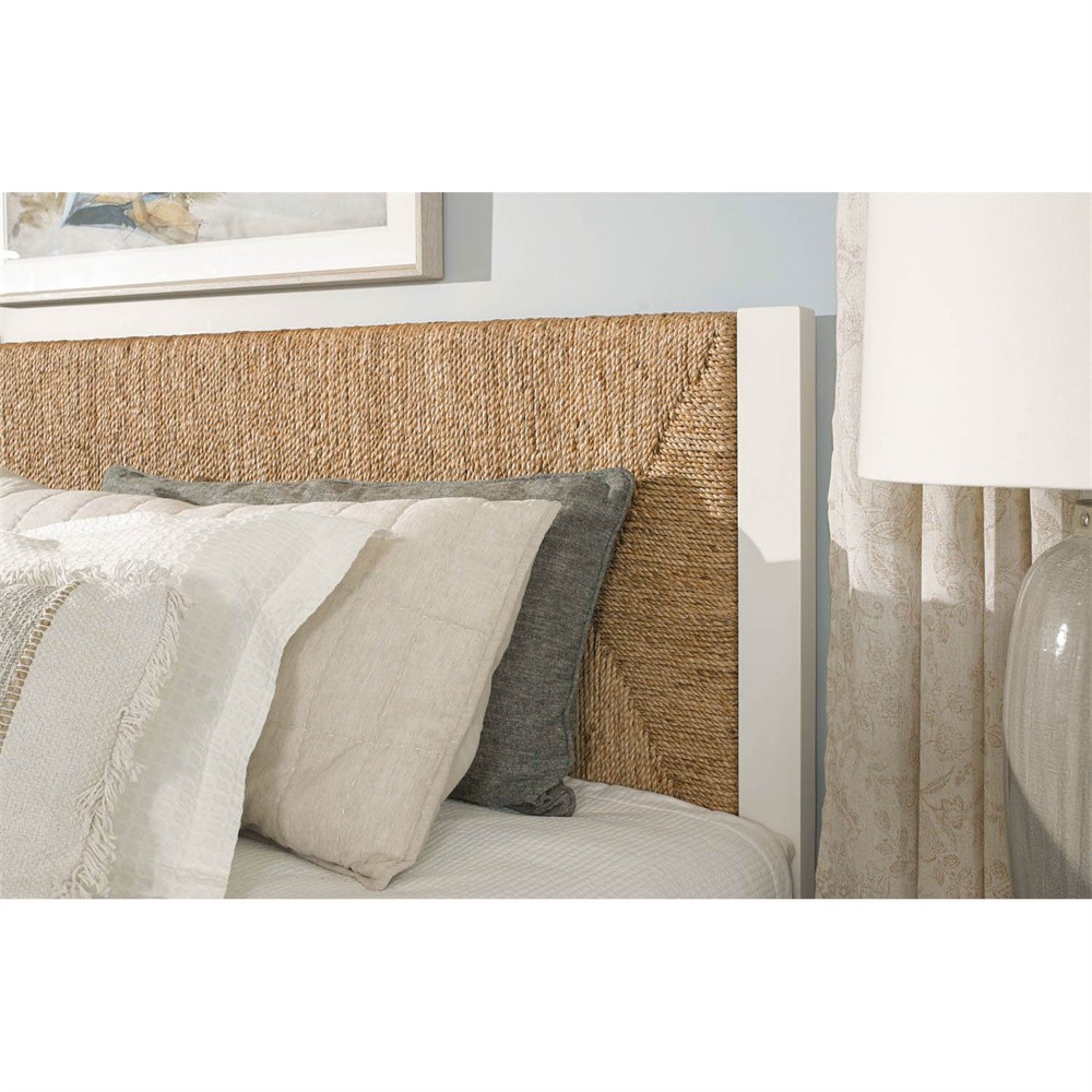 Riona Coastal Beach White Wood Natural Woven Rope Bed - King King ...