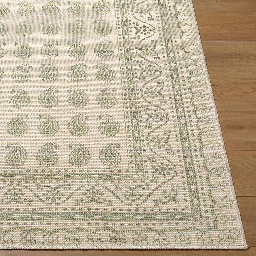 Alora Updated Traditional Green Paisley Patterned Rug - 5'3