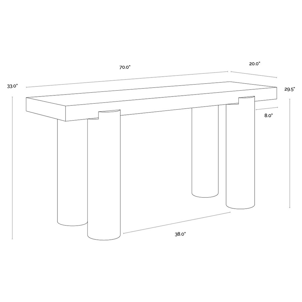 Philippa Modern Classic Cream Marble Brown Mango Wood Rectangular Console Table|