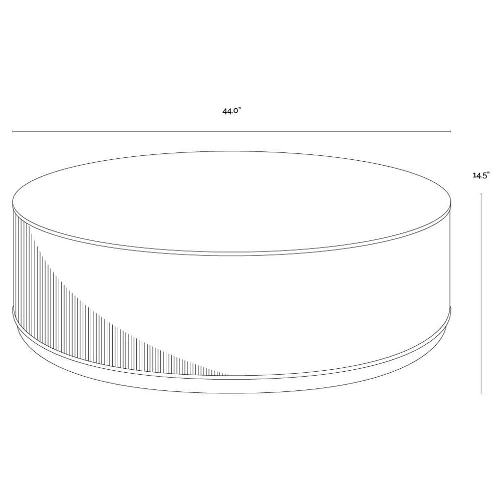 Palmerston Modern Black Oak Brushed Gold Steel Round Drum Coffee Table|