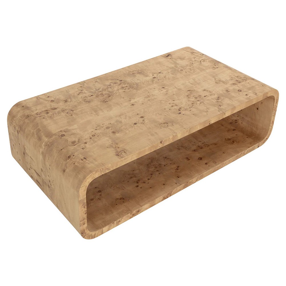 Alder Modern Classic Natural Burl Rectangular Coffee Table|
