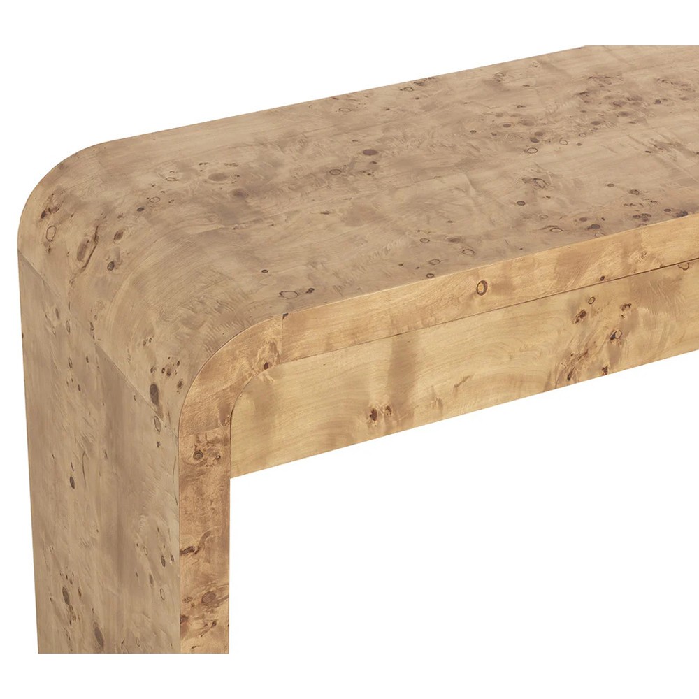 Alder Modern Classic Natural Burl Rectangular Console Table|