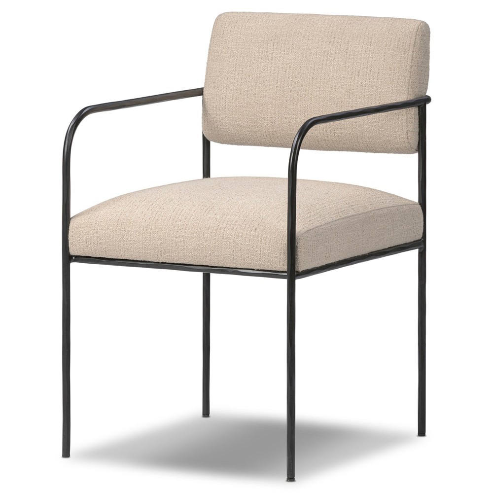 Faryn Modern Classic Cream Performance Iron Dining Arm Chair|