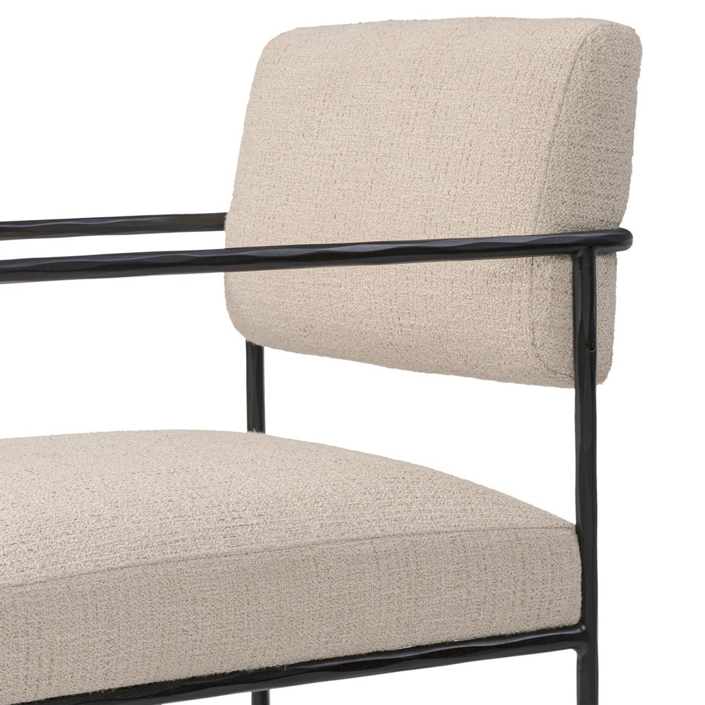 Faryn Modern Classic Cream Performance Iron Dining Arm Chair|