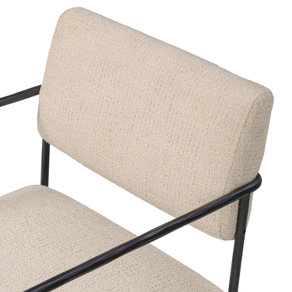Faryn Modern Classic Cream Performance Iron Dining Arm Chair|