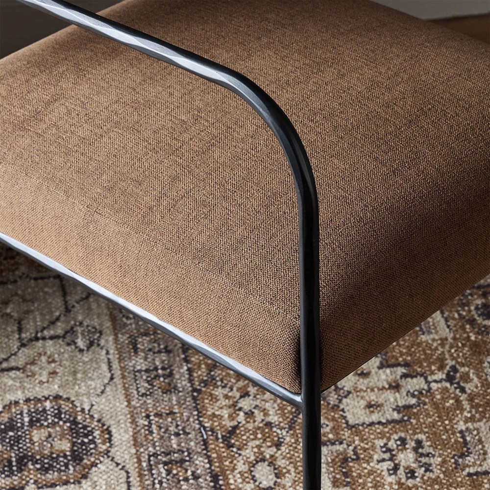 Faryn Modern Classic Brown Performance Iron Dining Arm Chair|