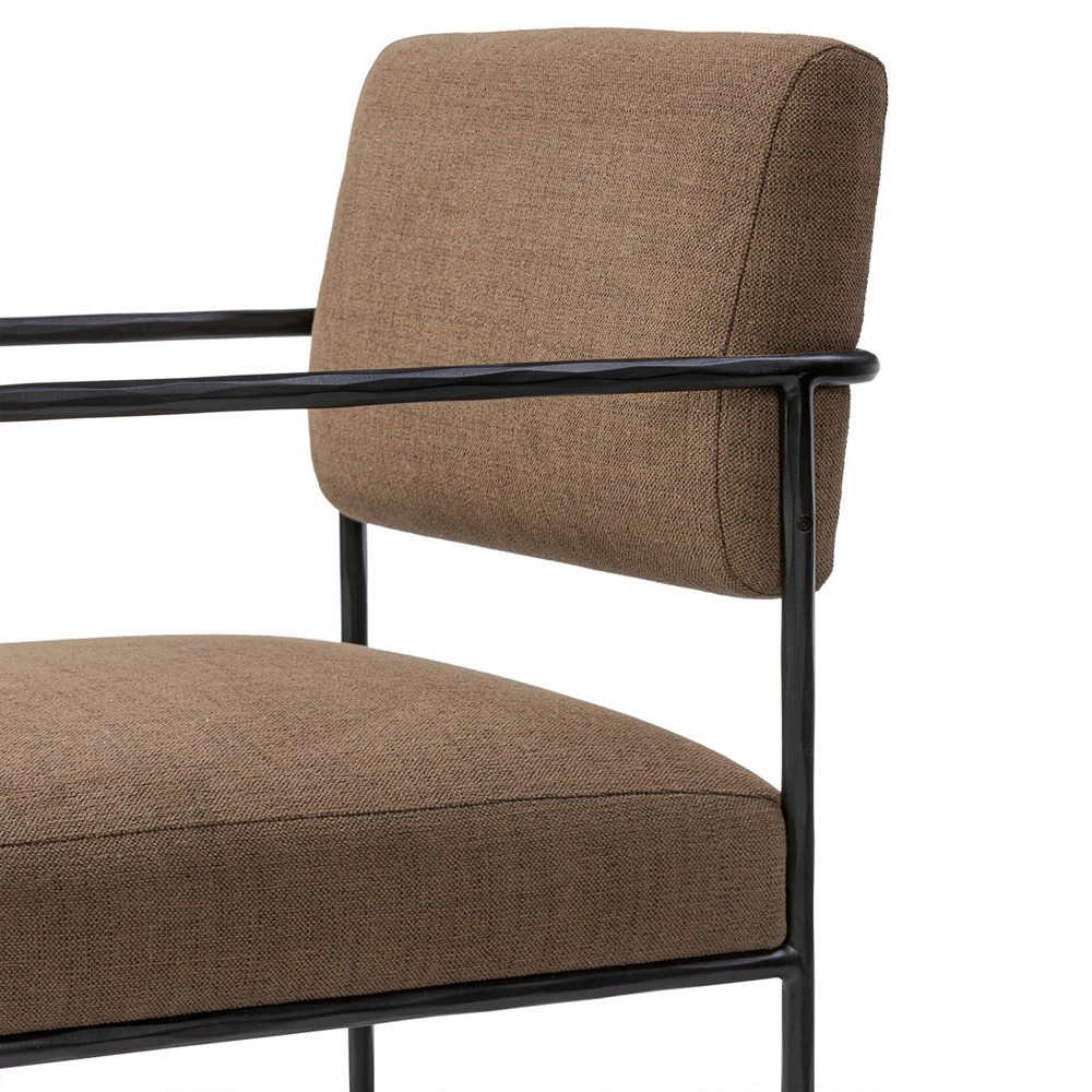 Faryn Modern Classic Brown Performance Iron Dining Arm Chair|