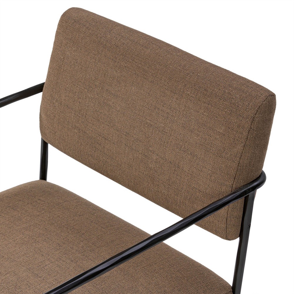 Faryn Modern Classic Brown Performance Iron Dining Arm Chair|