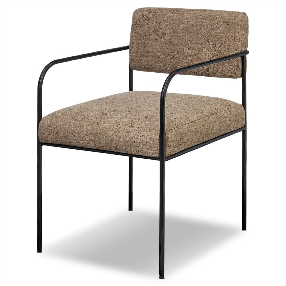 Faryn Modern Classic Brown Printed Iron Dining Arm Chair|
