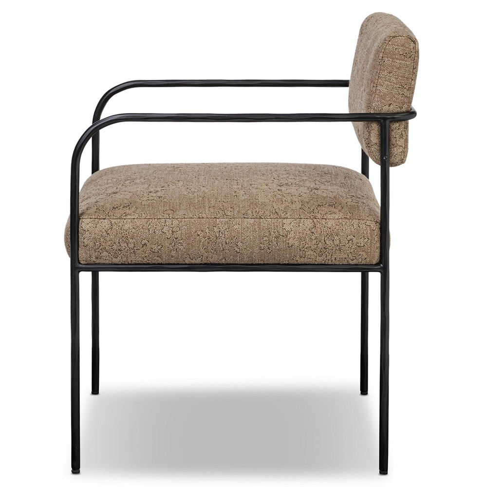 Faryn Modern Classic Brown Printed Iron Dining Arm Chair|