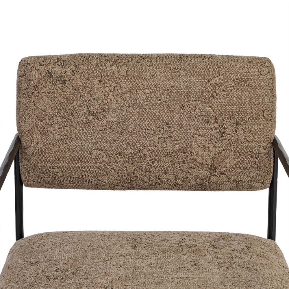 Faryn Modern Classic Brown Printed Iron Dining Arm Chair|