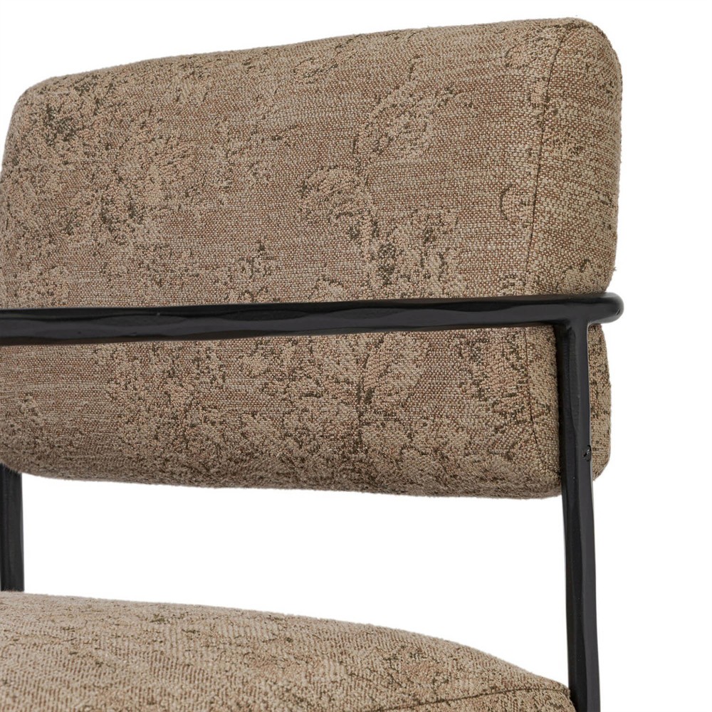 Faryn Modern Classic Brown Printed Iron Dining Arm Chair|