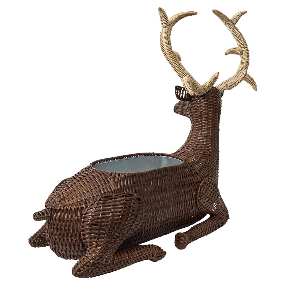 Juliska Devon Willow Traditional Brown Rattan Stag Wine Bucket|