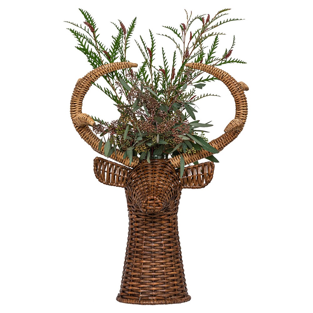 Juliska Devon Willow Traditional Brown Rattan Stag Vase - 22&quot;|
