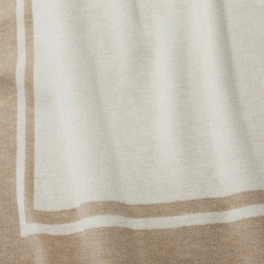 Sferra Viletta Updated Traditional Beige Border Cotton Throw Blanket|